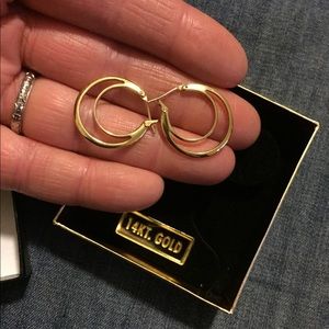 VTG 14k Double Hoop Gold Earrings
